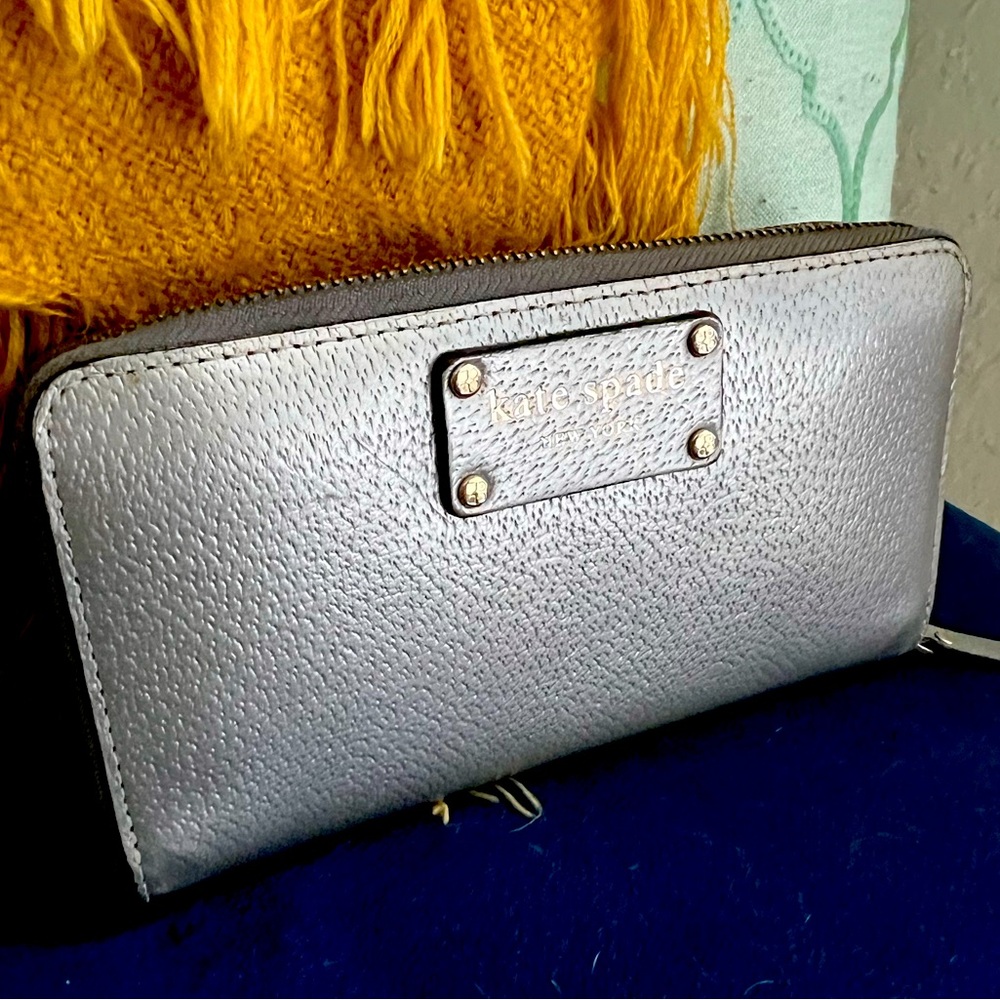 kate spade new york Silver wallet clutch. Used